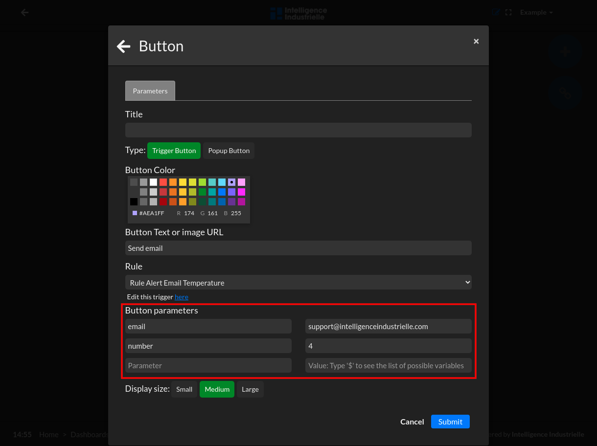 Button Tile Form with Parameters